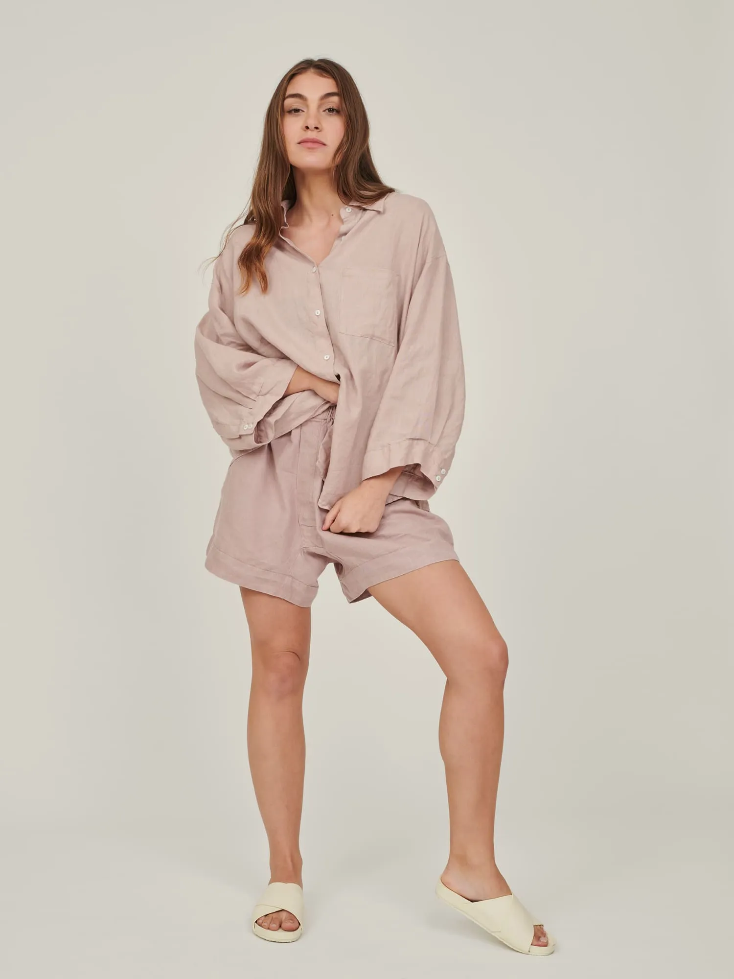 100% Linen shirt in Rosa