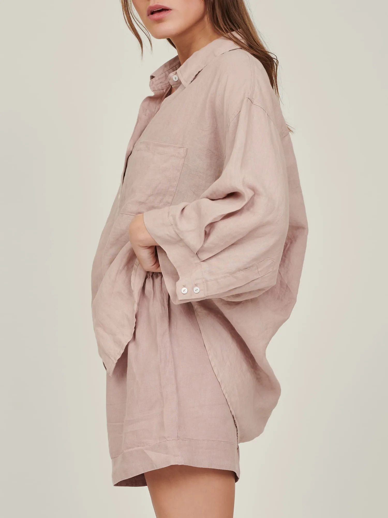 100% Linen shirt in Rosa