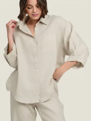 100% Linen shirt in Sand