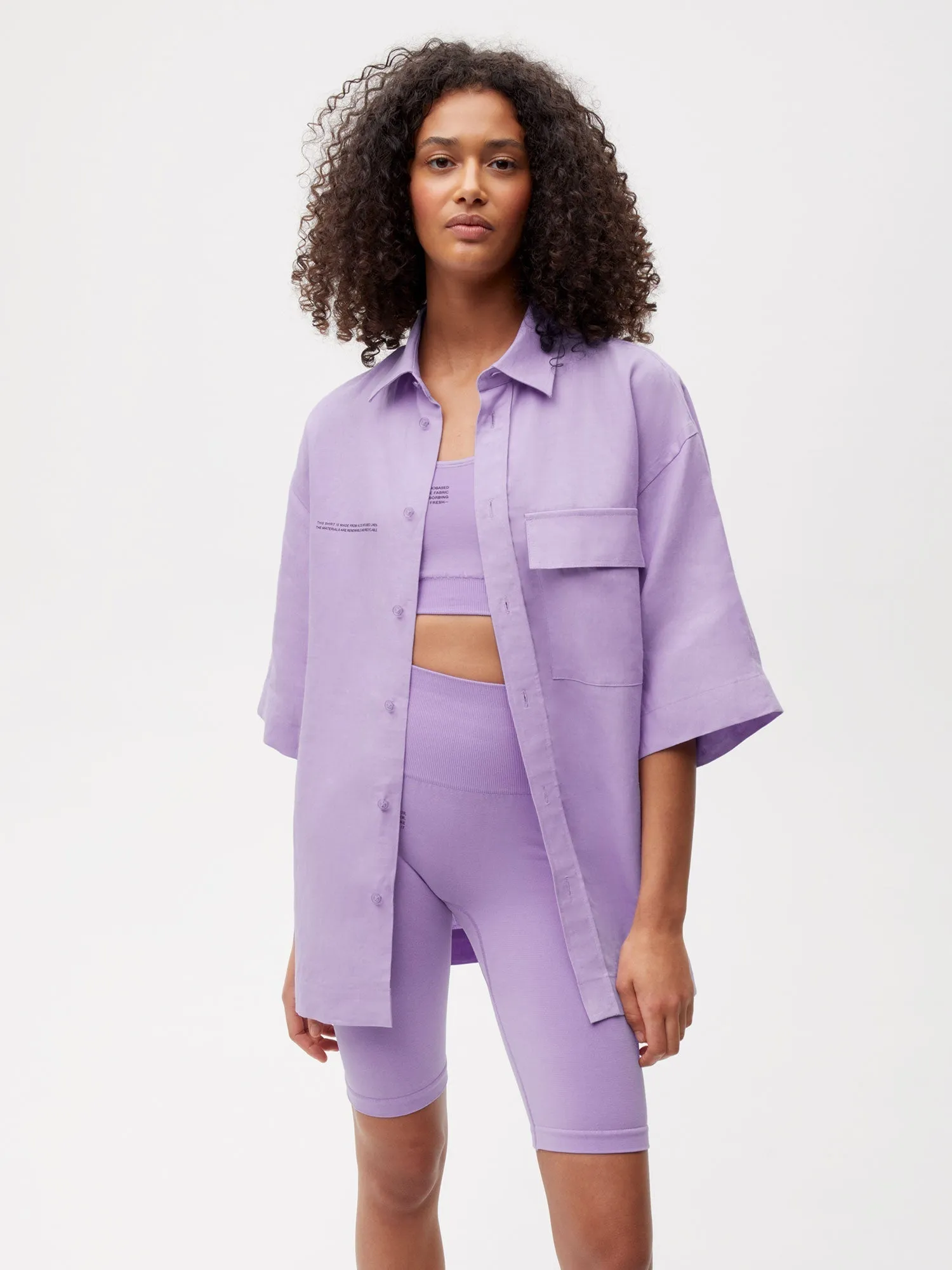Aloe Linen Short Sleeve Shirt—orchid purple