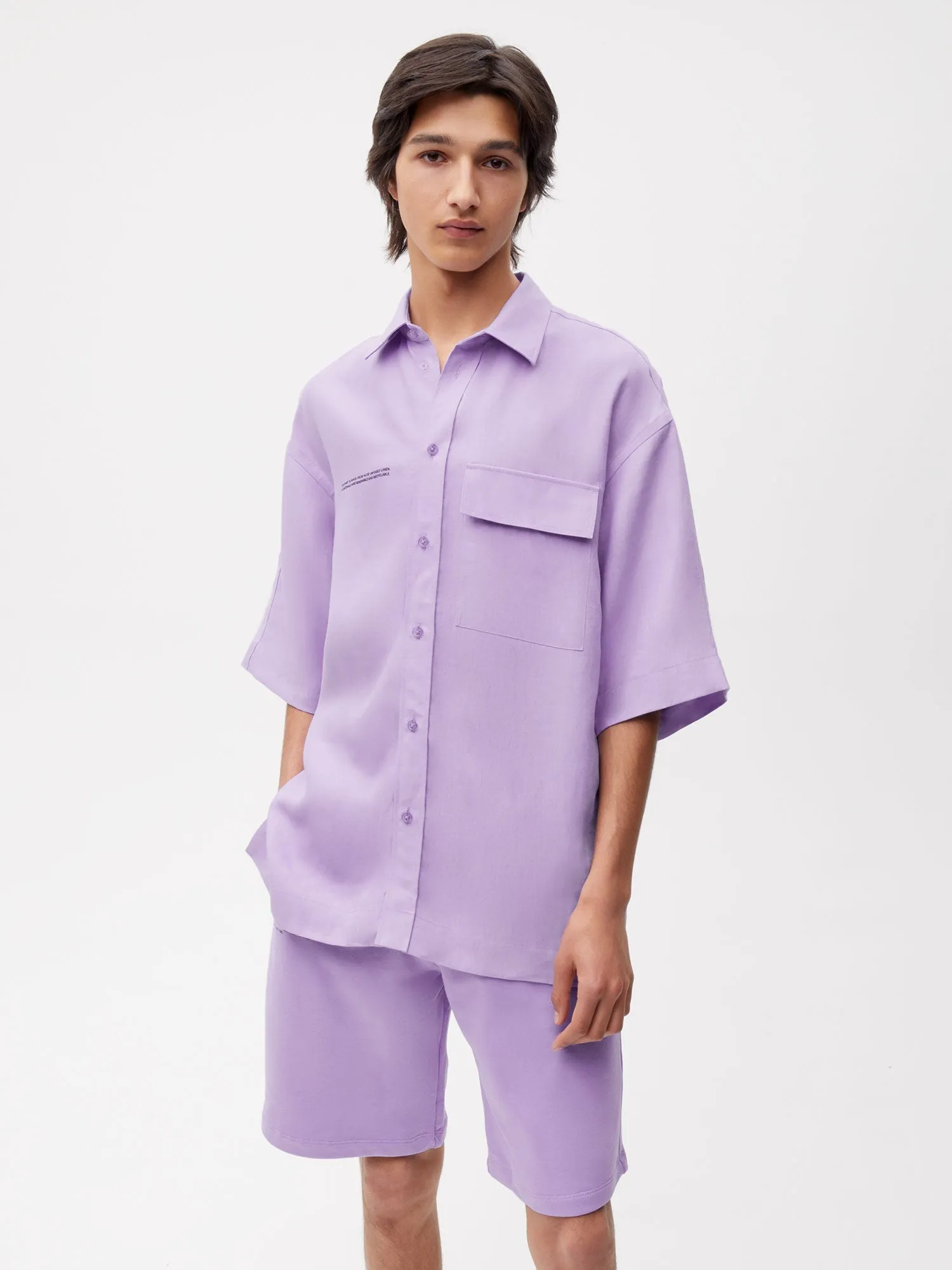 Aloe Linen Short Sleeve Shirt—orchid purple