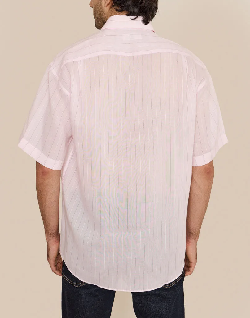 Balenciaga Pink Cotton Striped Oversized Shirt