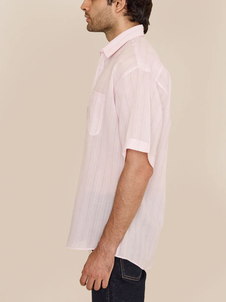 Balenciaga Pink Cotton Striped Oversized Shirt