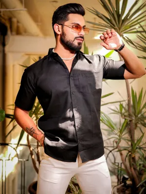 Black Luxury Formal linen Cotton Shirt For Men's