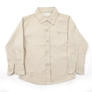 Boys Chambray Casual Full Sleeves Shirt - Fawn