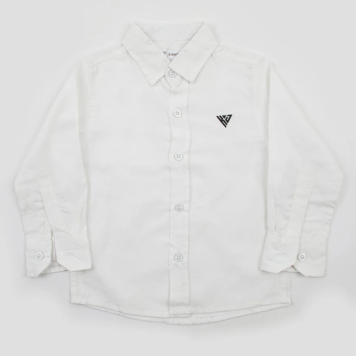 Boys Chambray Casual Full Sleeves Shirt - White