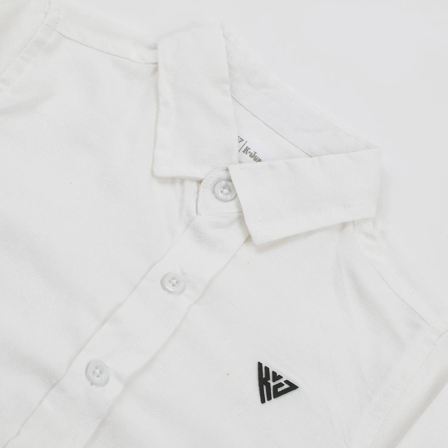 Boys Chambray Casual Full Sleeves Shirt - White