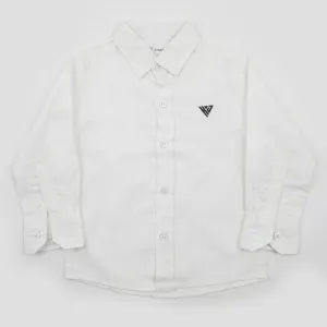 Boys Chambray Casual Full Sleeves Shirt - White