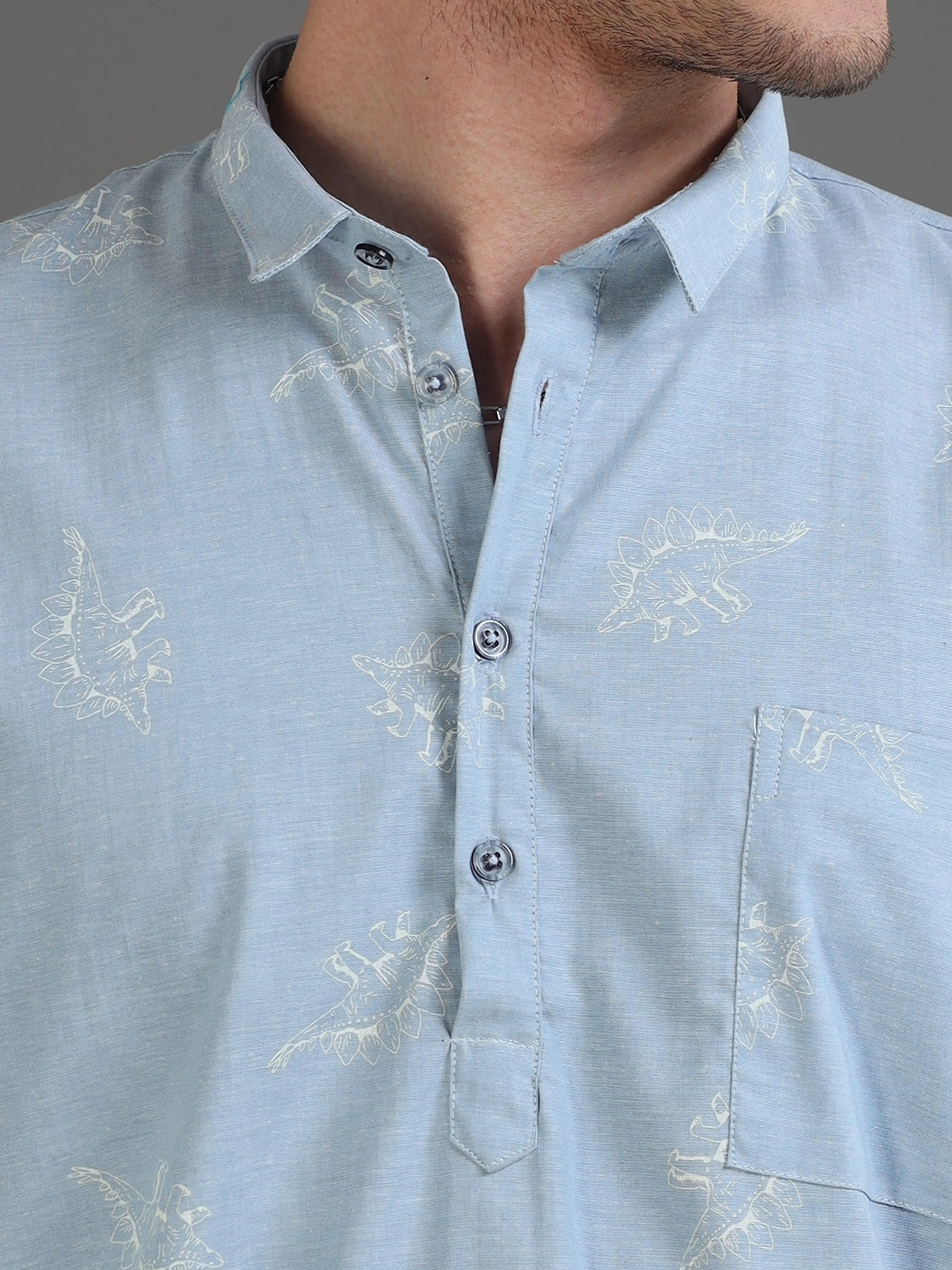Chambrosaur Half Sleeves Kurta Shirt