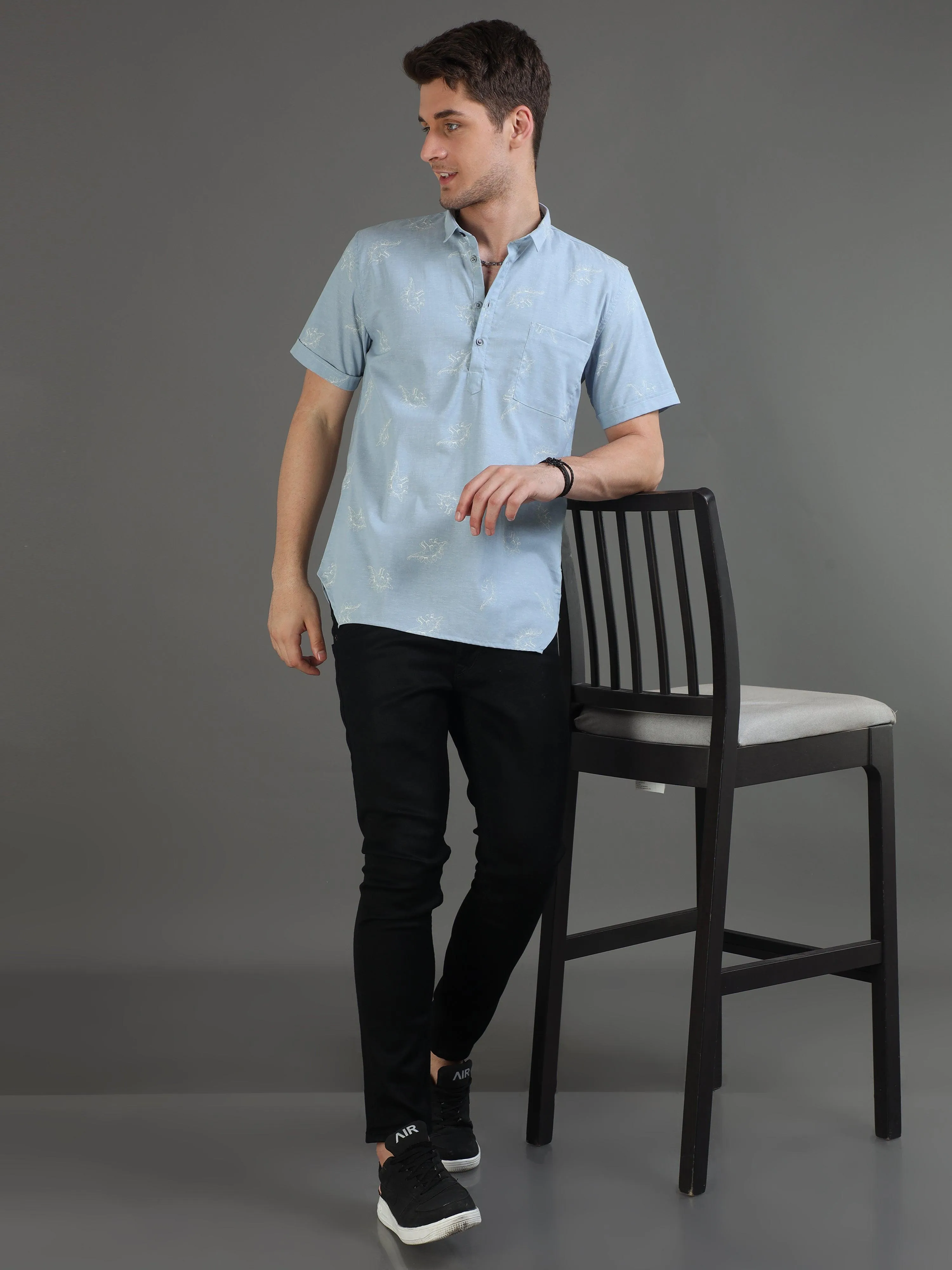 Chambrosaur Half Sleeves Kurta Shirt
