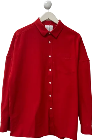Collusion Red Poplin Oversized Shirt UK XS
