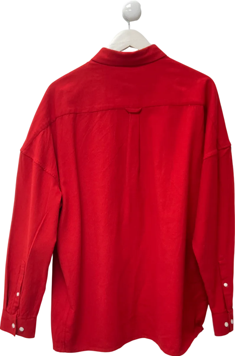Collusion Red Poplin Oversized Shirt UK XS