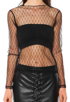 Completely Sheer Women Mesh Net Top