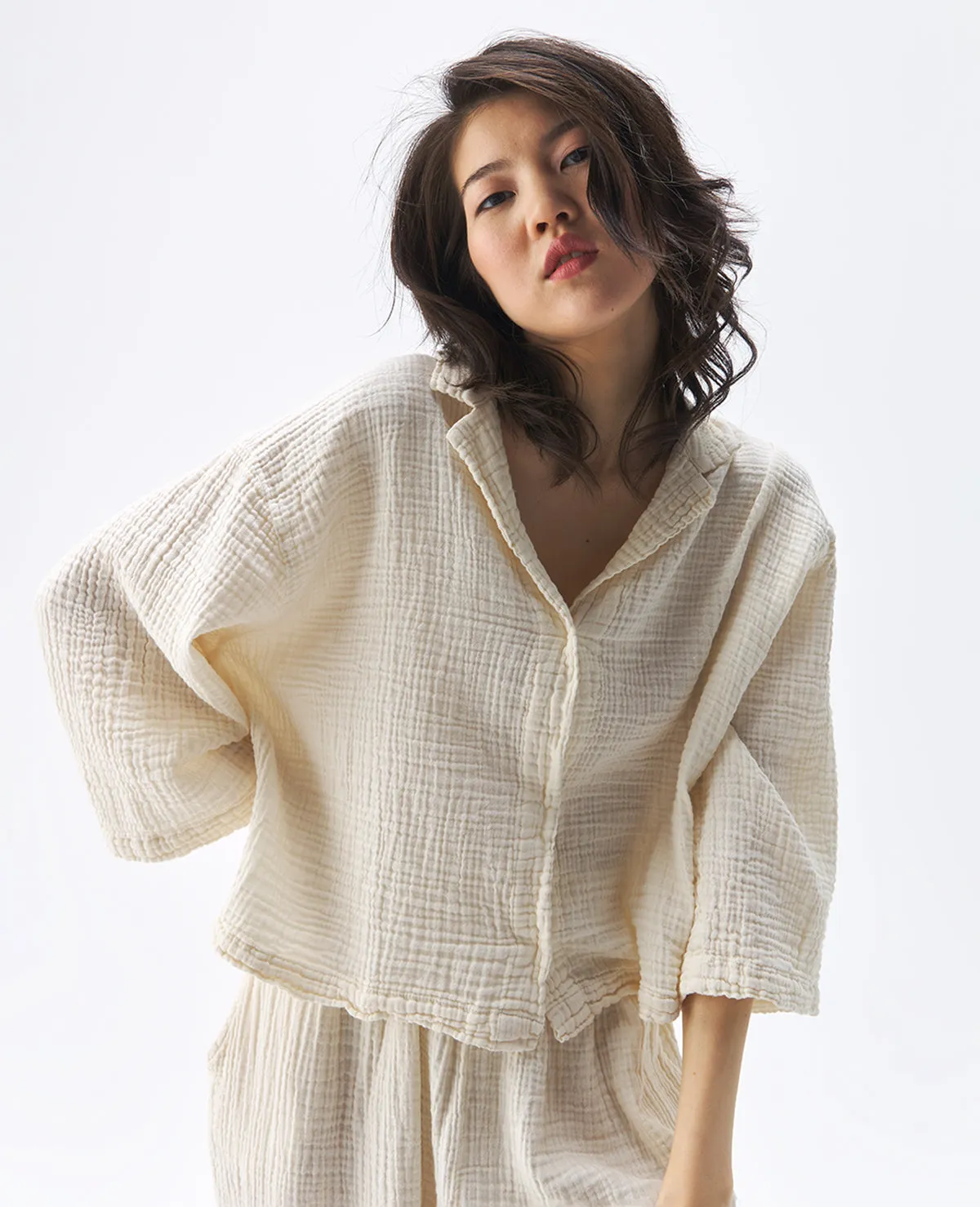 Crinkle Shirt Cream