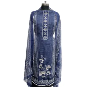 Designer Muslin Plain Embroidery Printed Suits For Women