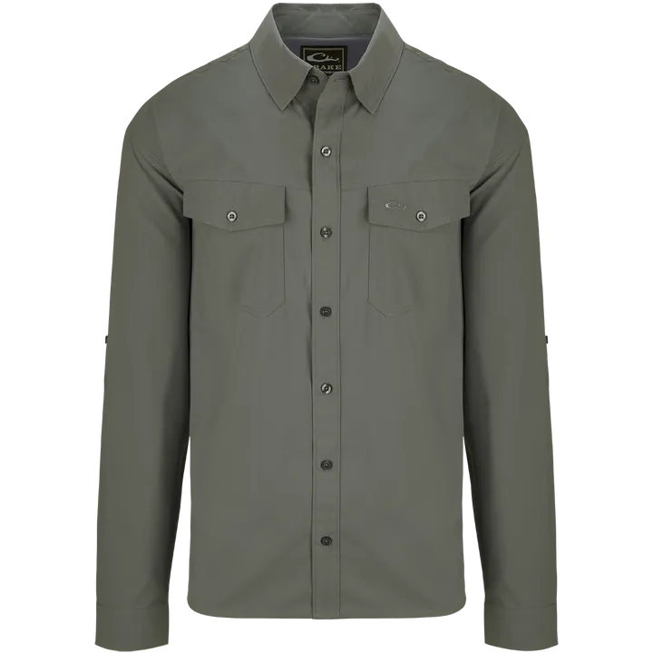 Drake Traveler's Solid Dobby Long Sleeve Shirt- KMO
