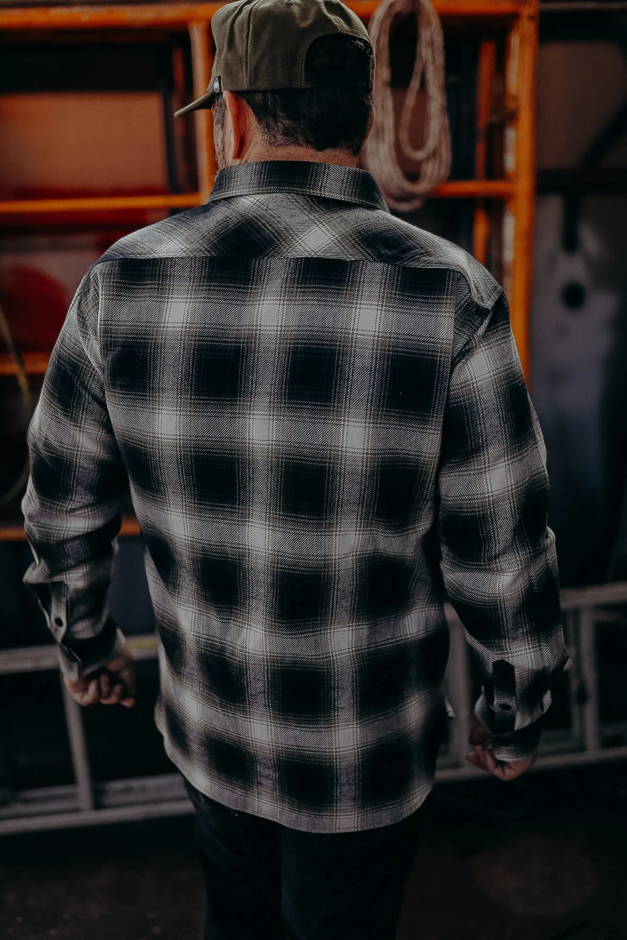 Flannel Work Shirt- White Ombre