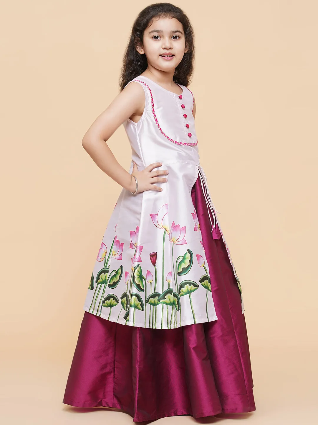 Girls Printed Ready To Wear Lehenga & Kurta