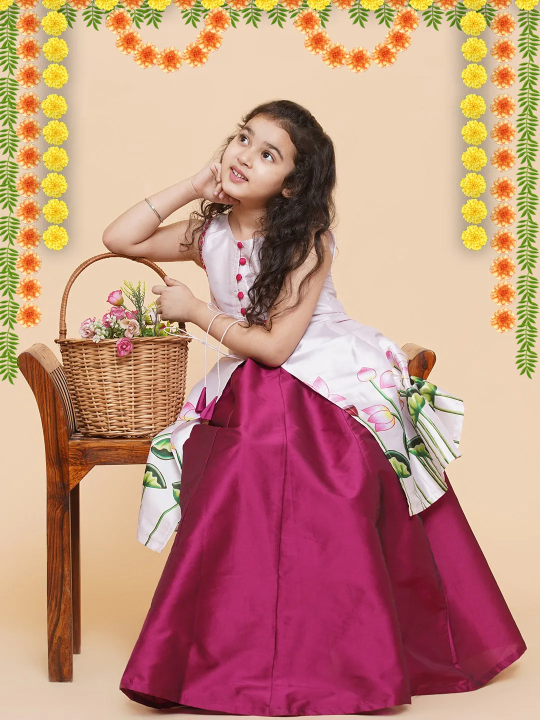Girls Printed Ready To Wear Lehenga & Kurta