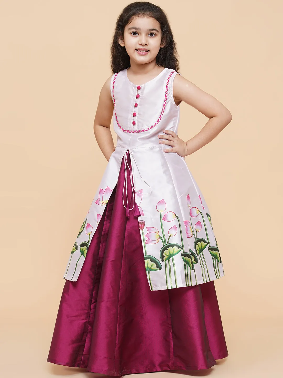 Girls Printed Ready To Wear Lehenga & Kurta