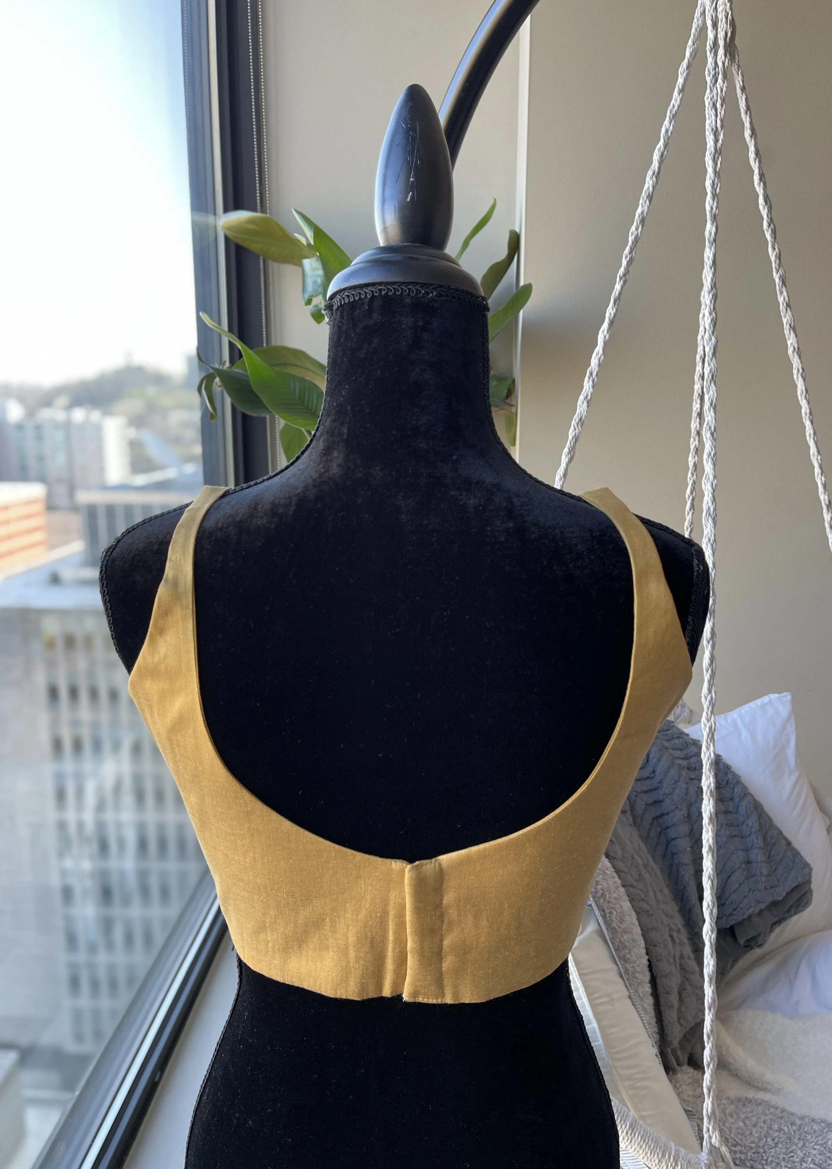 Gold Raw Silk Sleeveless Blouse