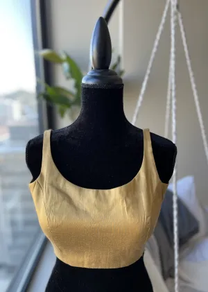 Gold Raw Silk Sleeveless Blouse