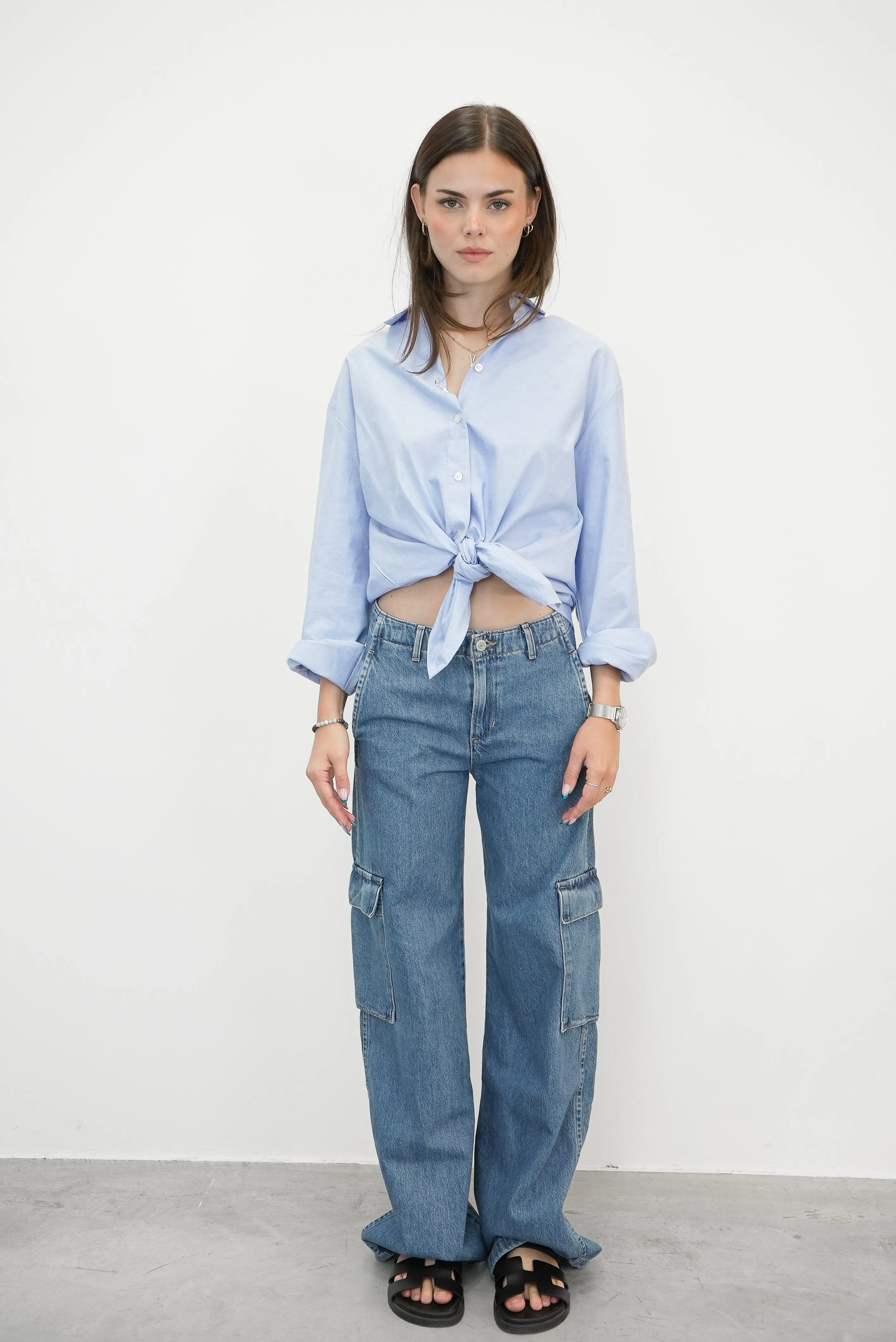 HALEY OVERSIZED SHIRT IN KELP BLUE