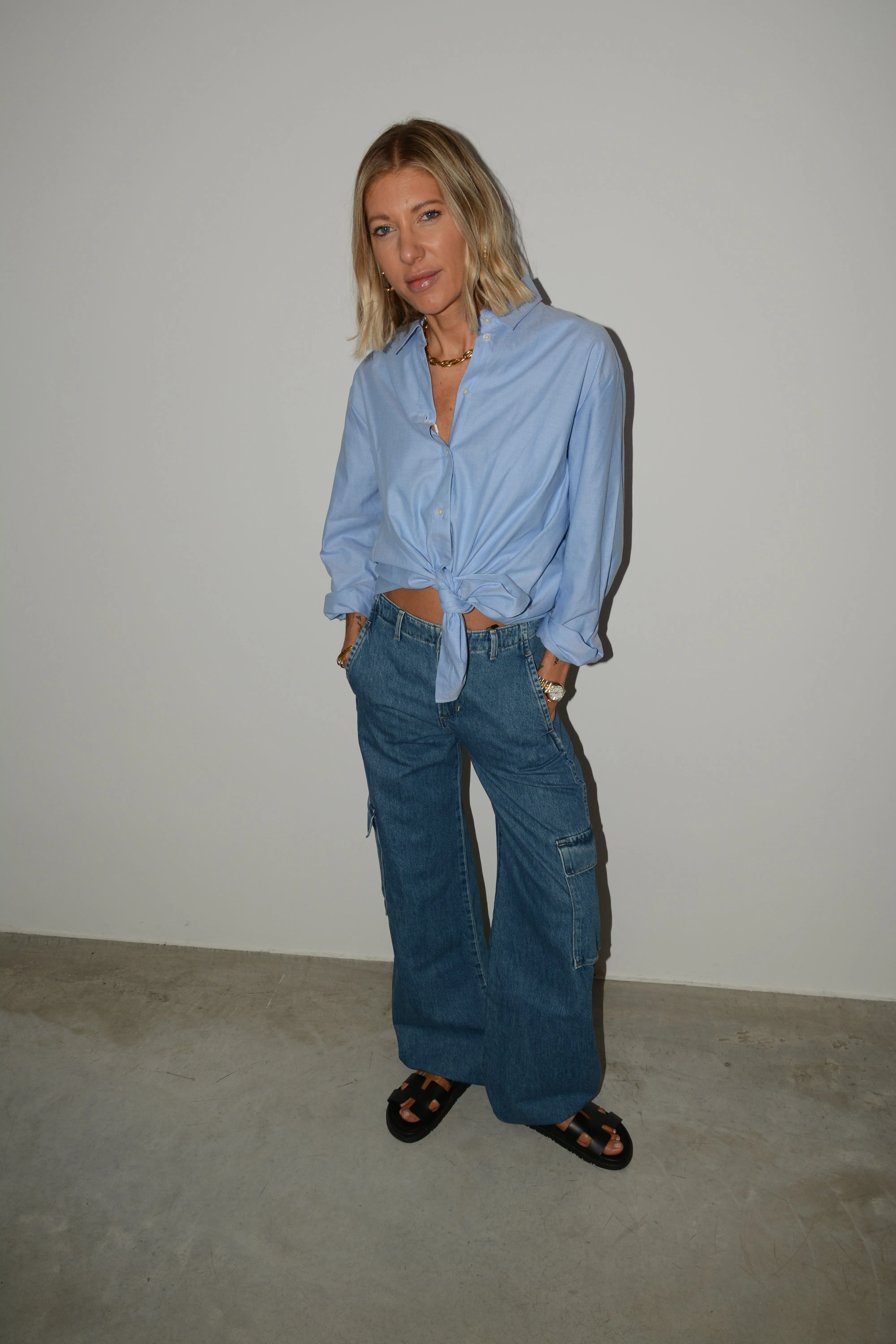 HALEY OVERSIZED SHIRT IN KELP BLUE