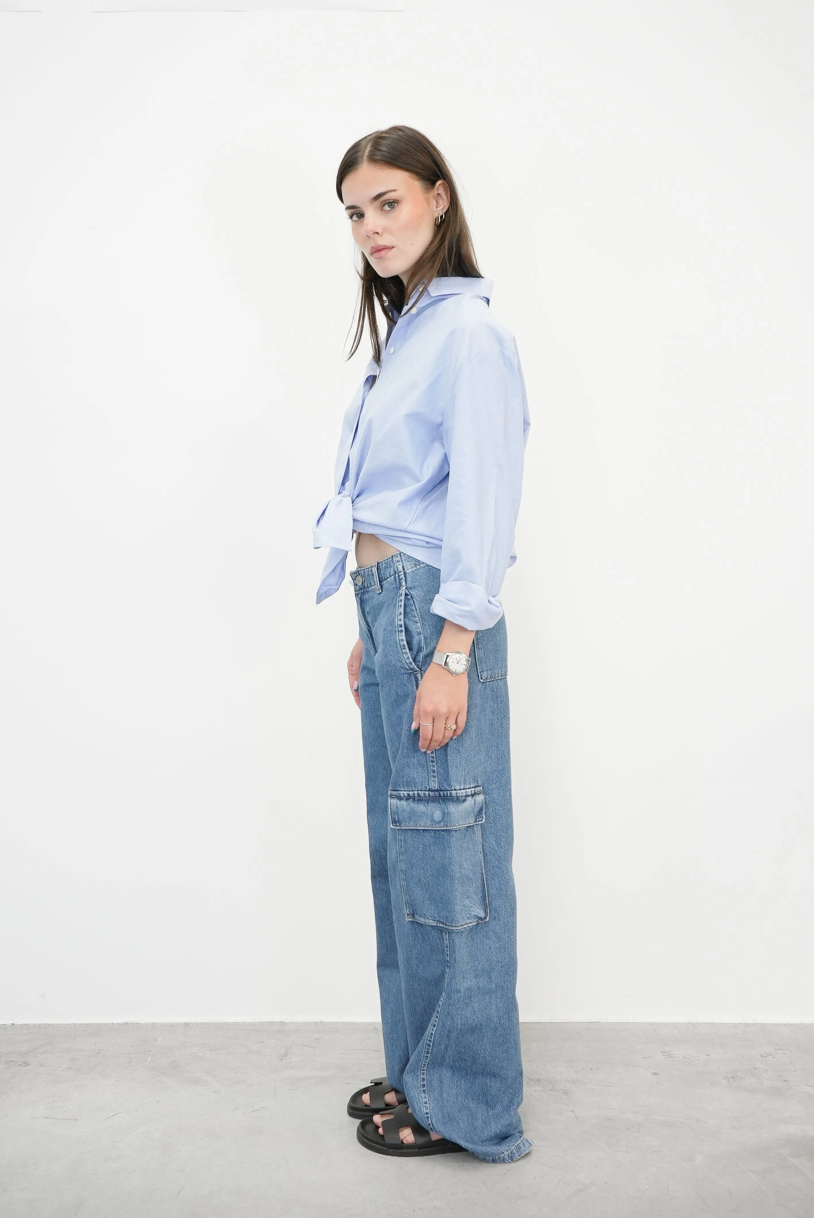 HALEY OVERSIZED SHIRT IN KELP BLUE