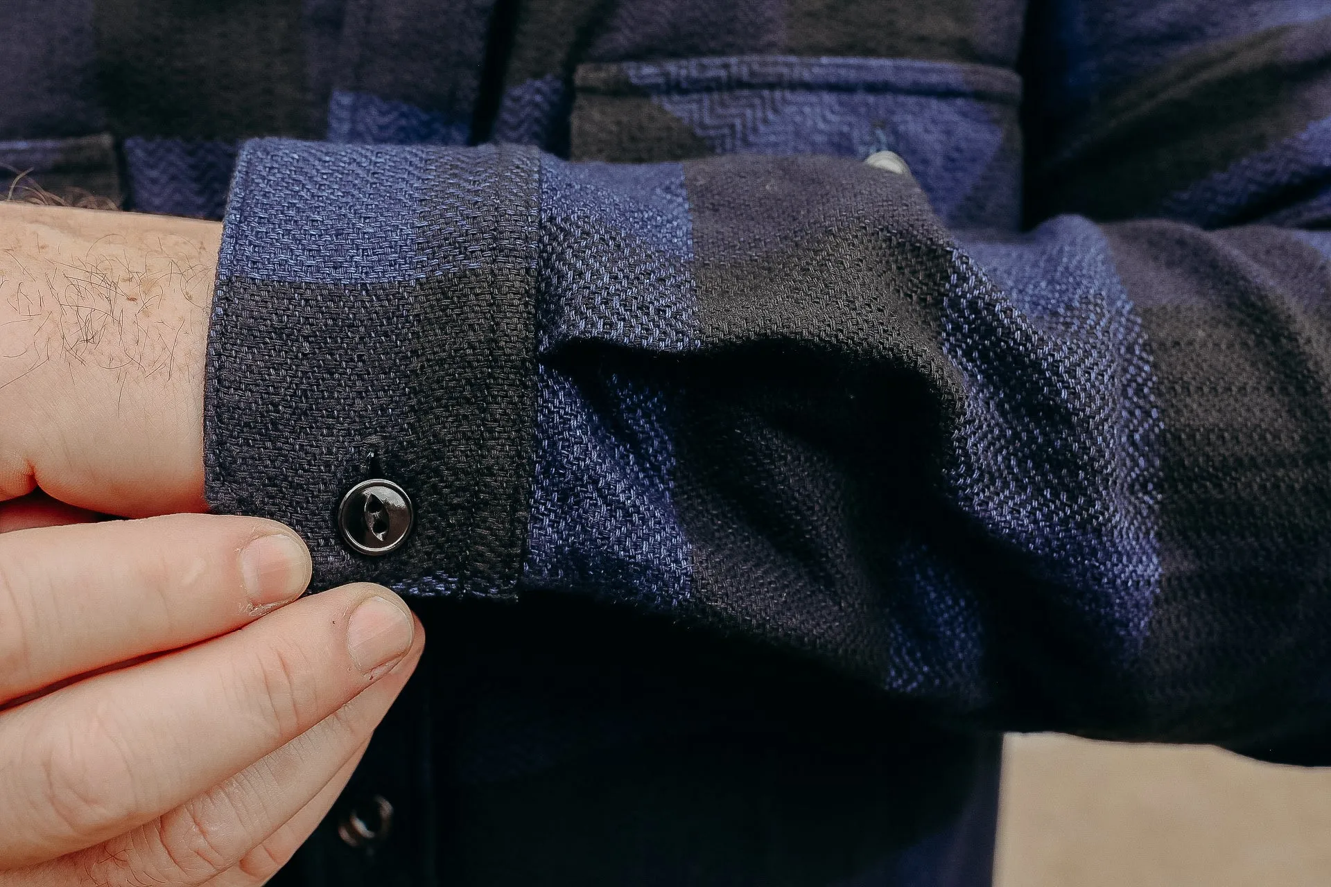 INDIGO BLOCK CHECK FLANNEL WORK SHIRT FN-SNR-101LSP