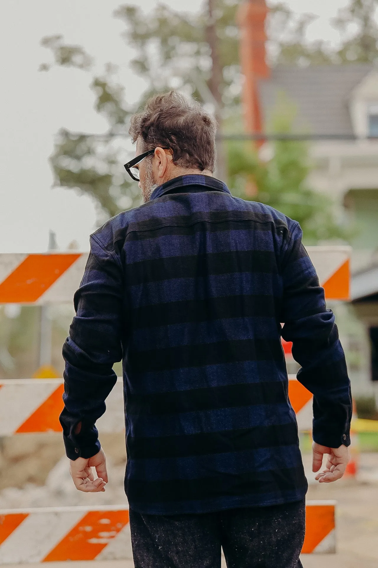 INDIGO BLOCK CHECK FLANNEL WORK SHIRT FN-SNR-101LSP