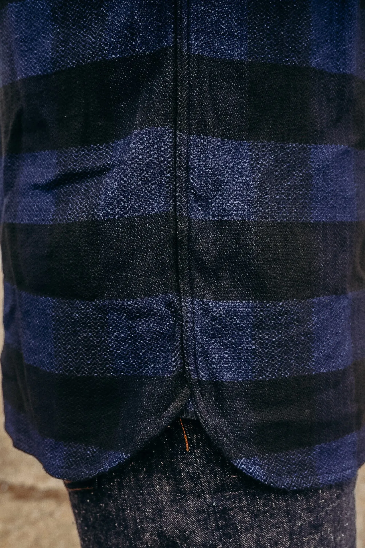INDIGO BLOCK CHECK FLANNEL WORK SHIRT FN-SNR-101LSP