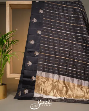JET BLACK RAW MANGO BANARASI SAREE
