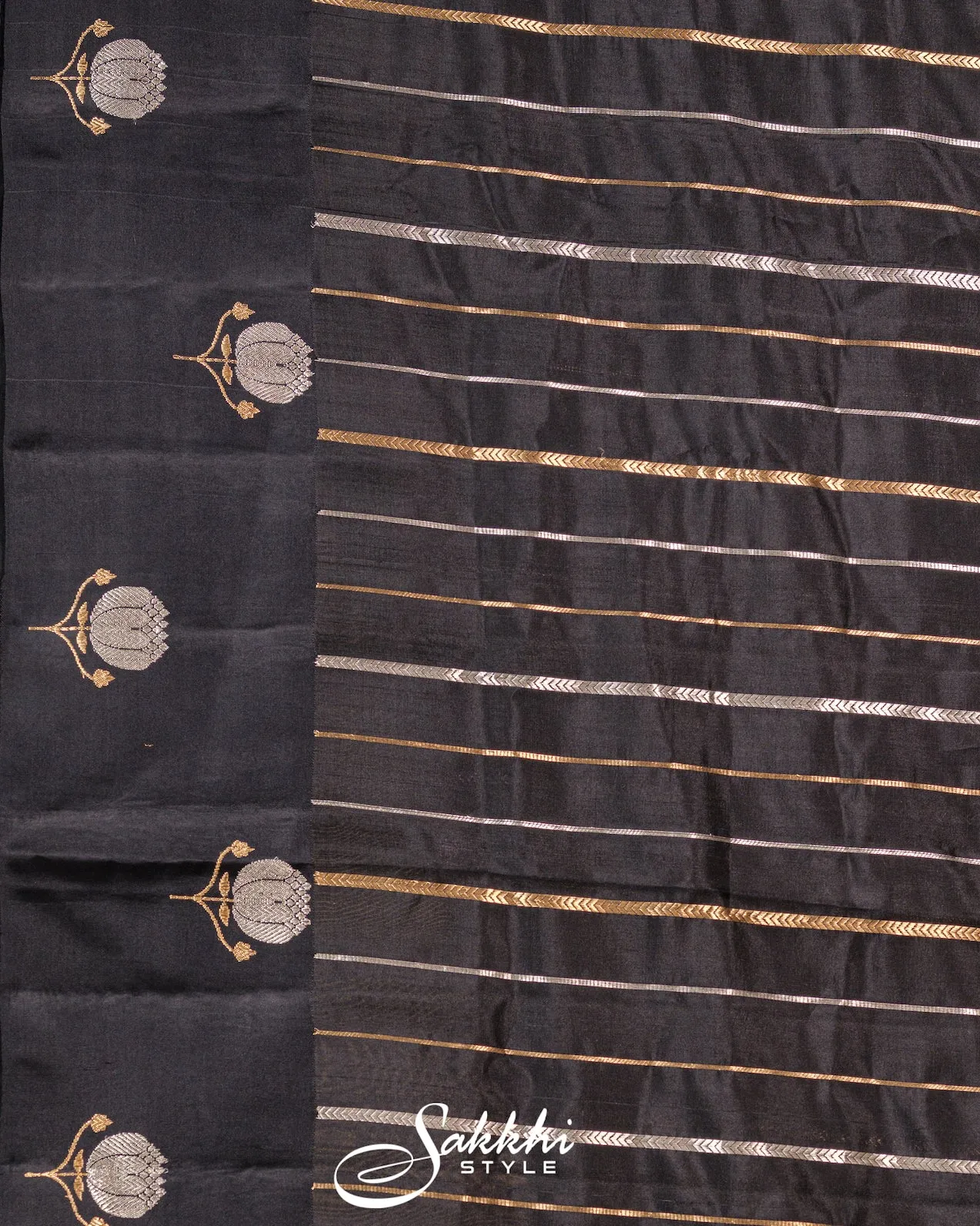 JET BLACK RAW MANGO BANARASI SAREE