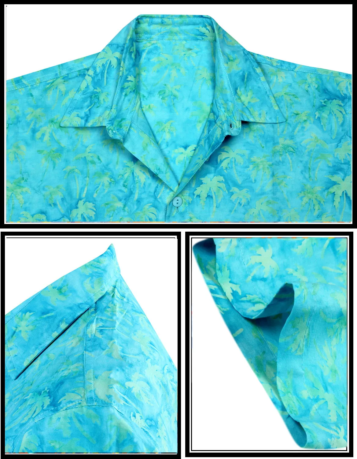 LA LEELA Men's Wear Summer Everyday Essentials  Casual  Shirt 100% NATURAL COTTON  Palm Tree Printed turquoise Green shirt