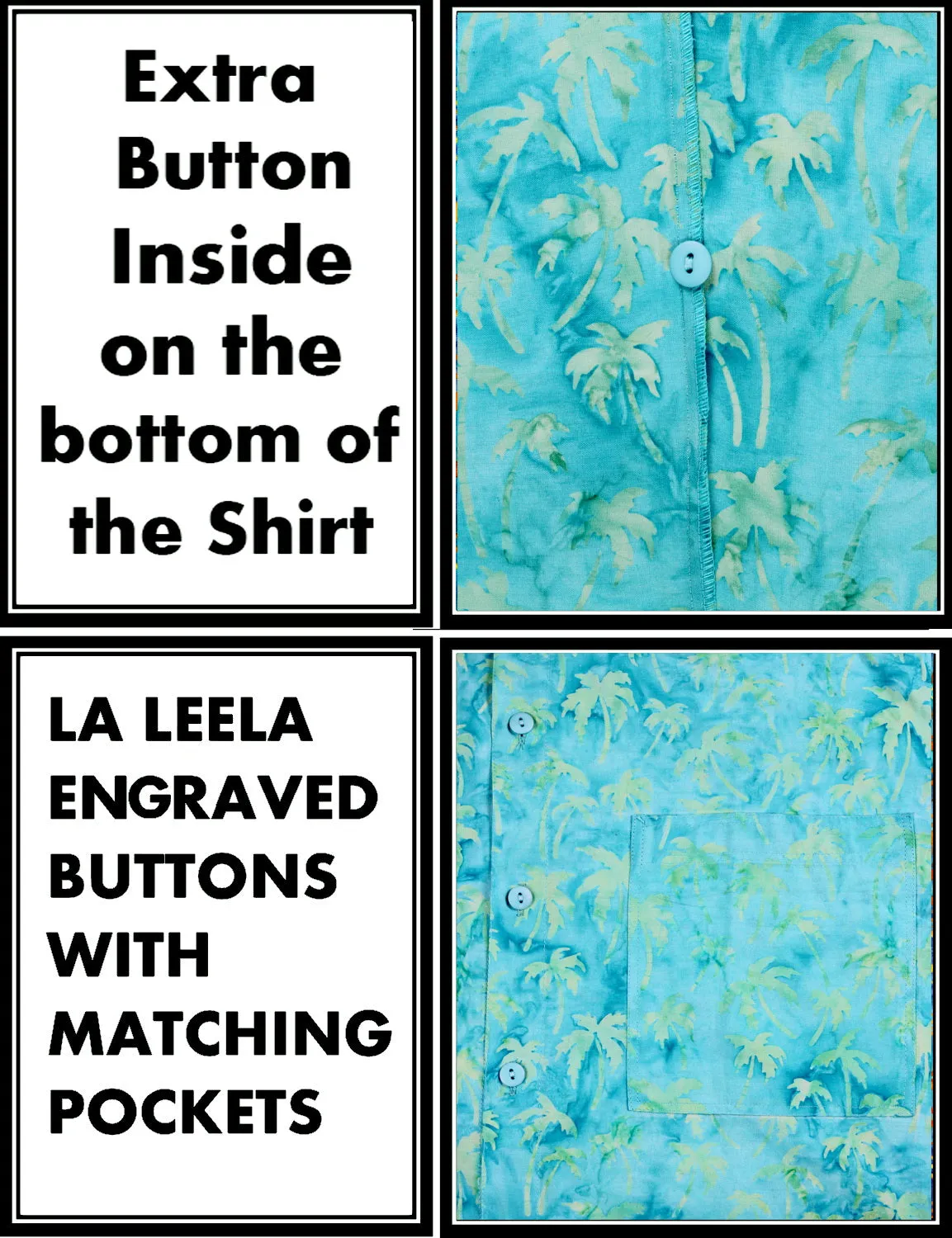 LA LEELA Men's Wear Summer Everyday Essentials  Casual  Shirt 100% NATURAL COTTON  Palm Tree Printed turquoise Green shirt
