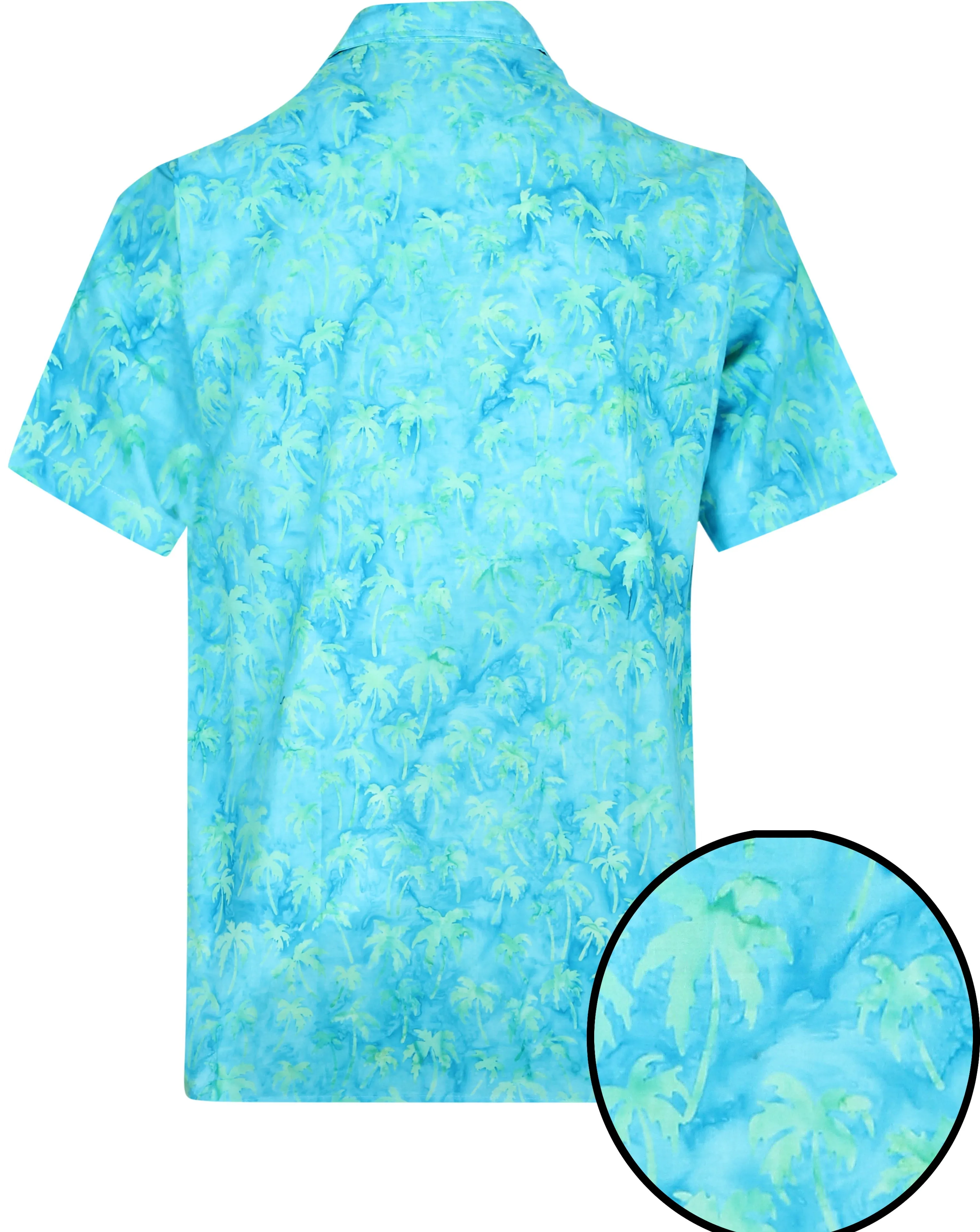 LA LEELA Men's Wear Summer Everyday Essentials  Casual  Shirt 100% NATURAL COTTON  Palm Tree Printed turquoise Green shirt