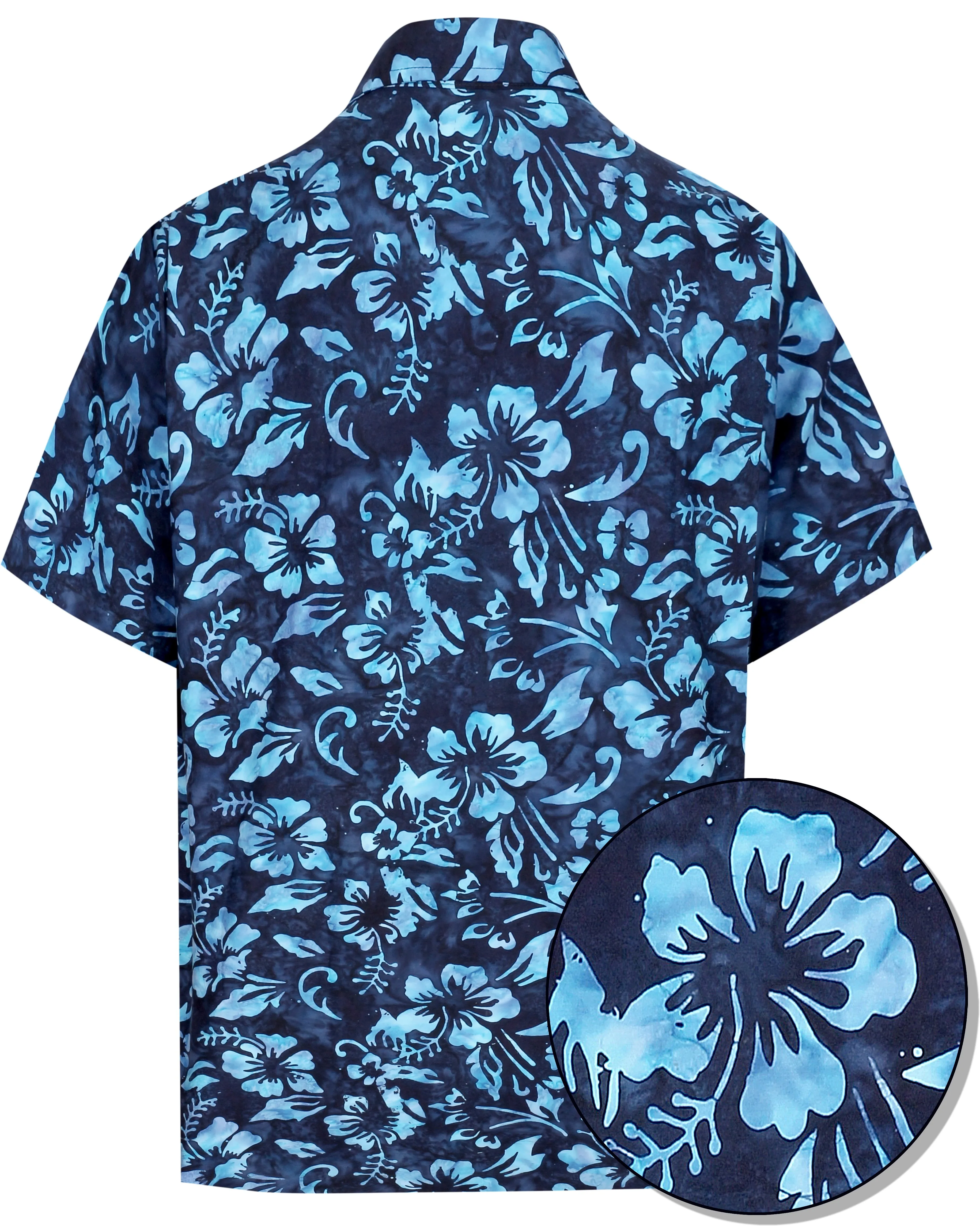LA LEELA Men's Wear Summer Everyday Essentials Holiday Casual  Shirt 100% NATURAL COTTON  Floral Printed Navy Blue Hawaiian shirt