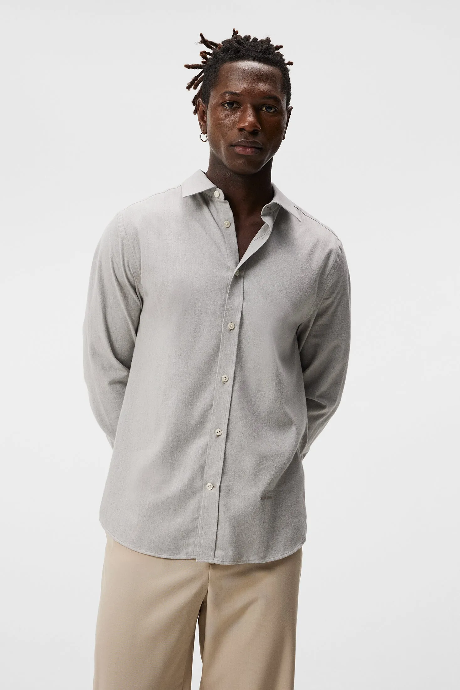Light Flannel Slim Shirt / Light Grey