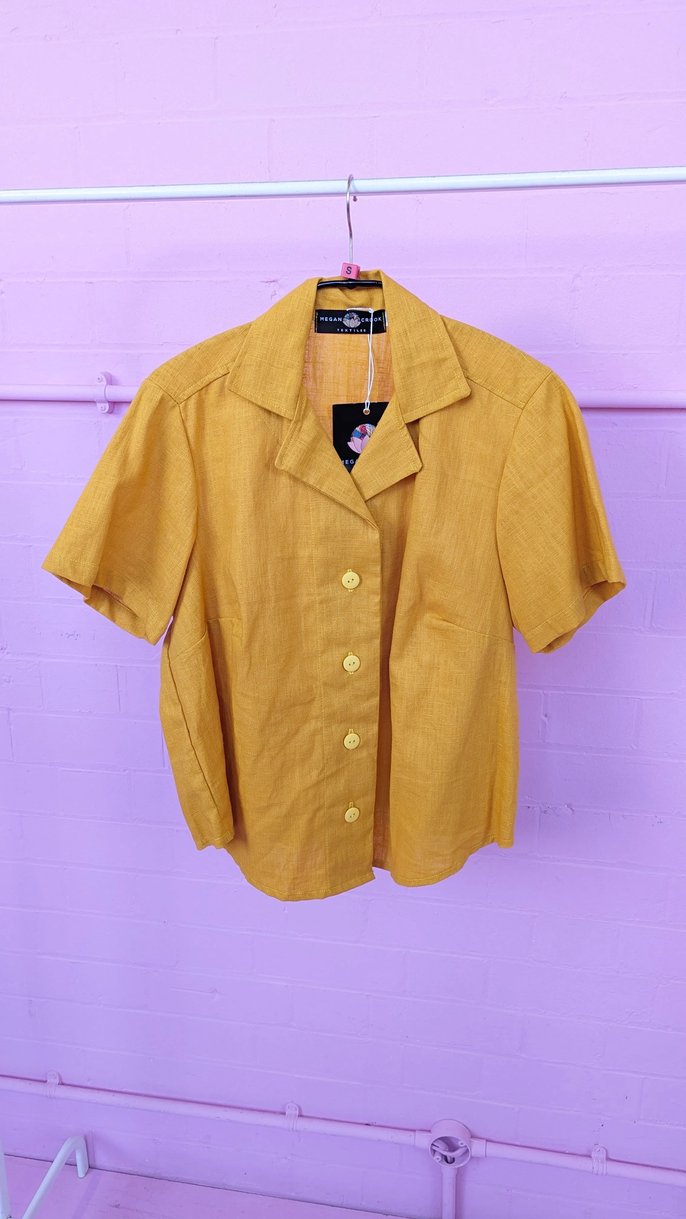 Linen Bowling Shirt in Yellow