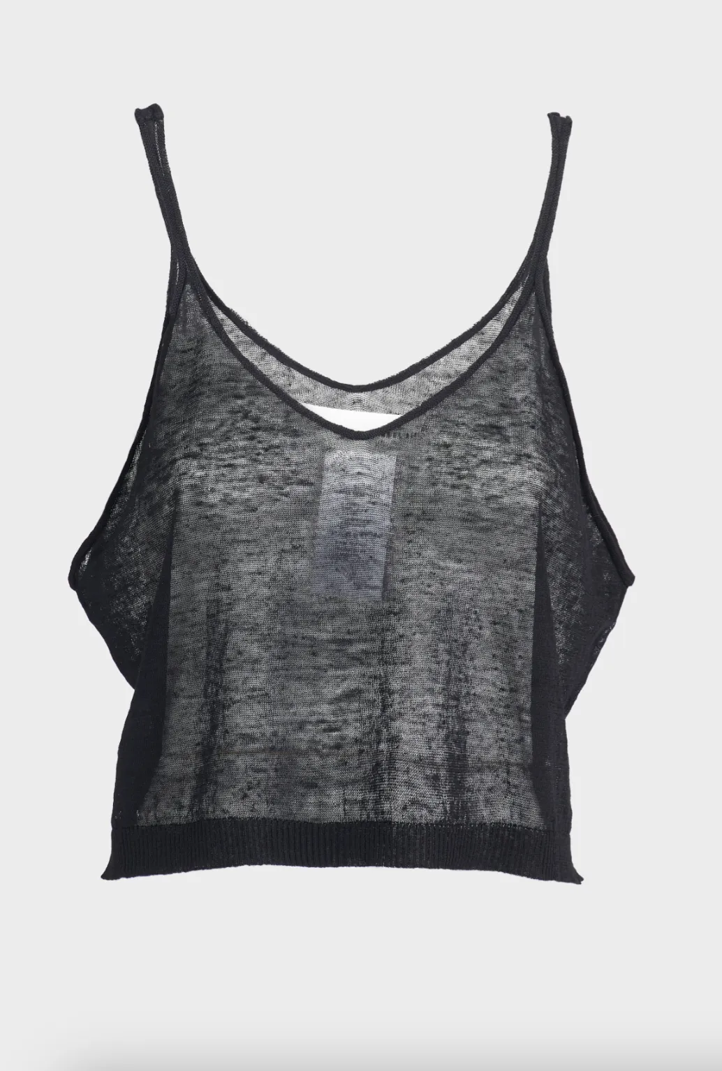 Linen Short Top Thin Straps - Black