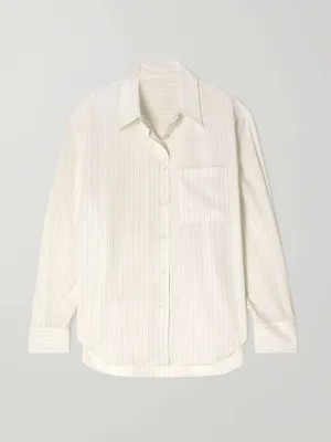 Lui oversized pinstriped crepe shirt