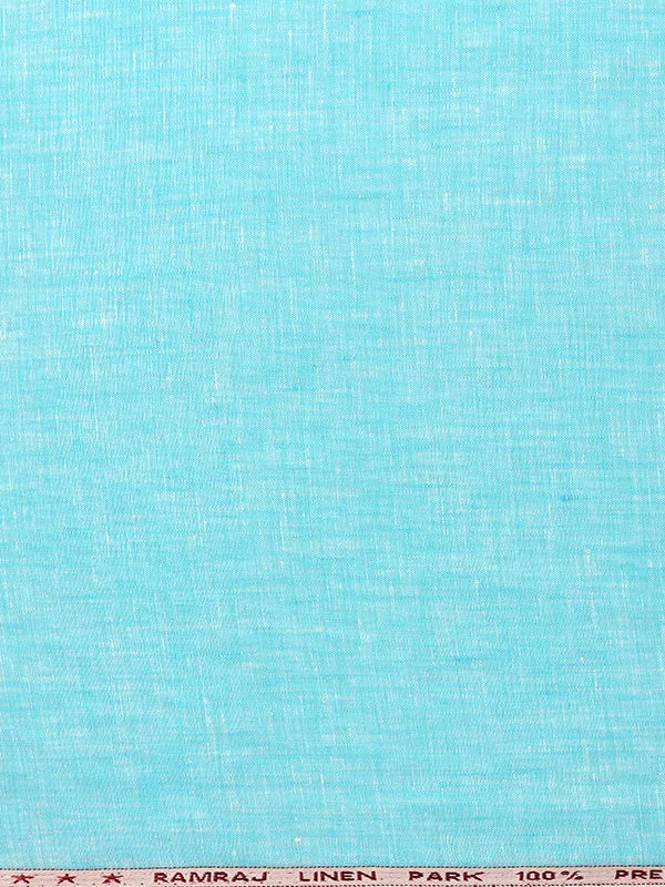 Men Pure Linen Blue Colour Plain Shirt Fabric Irish 8080