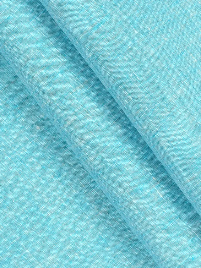 Men Pure Linen Blue Colour Plain Shirt Fabric Irish 8080