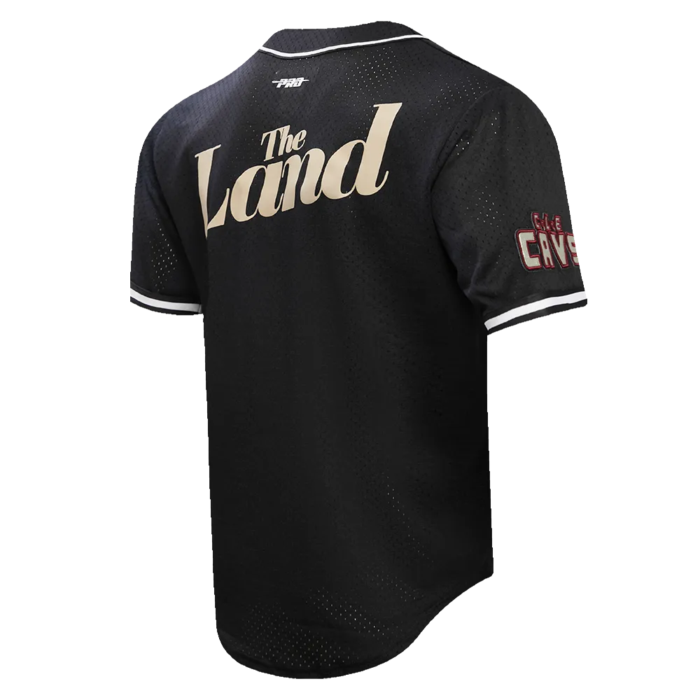 NBA CLEVELAND CAVALIERS CHEST THE LAND MEN'S MESH BUTTON DOWN SHIRT (BLACK)