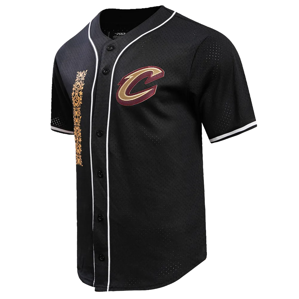 NBA CLEVELAND CAVALIERS CHEST THE LAND MEN'S MESH BUTTON DOWN SHIRT (BLACK)