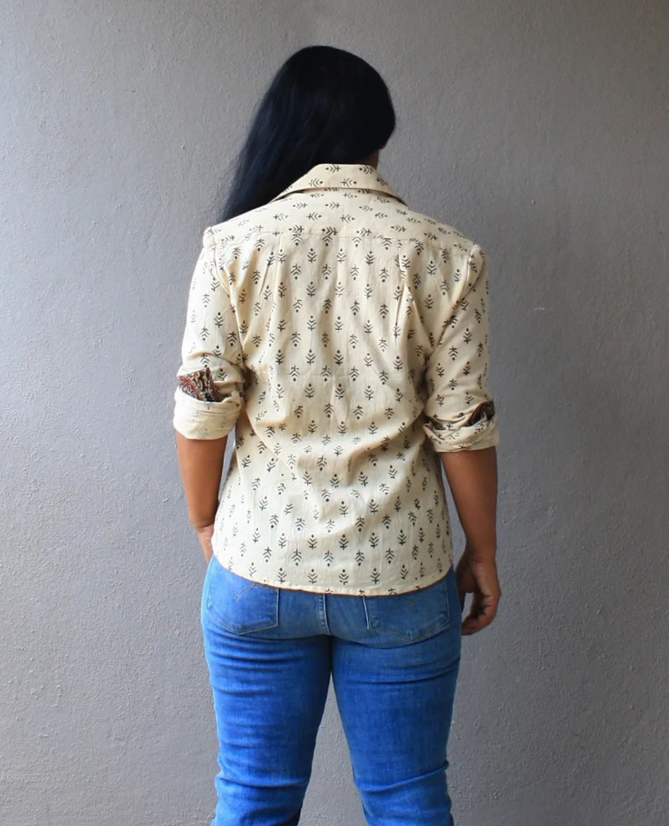 Off White Handloom Cotton Shirt