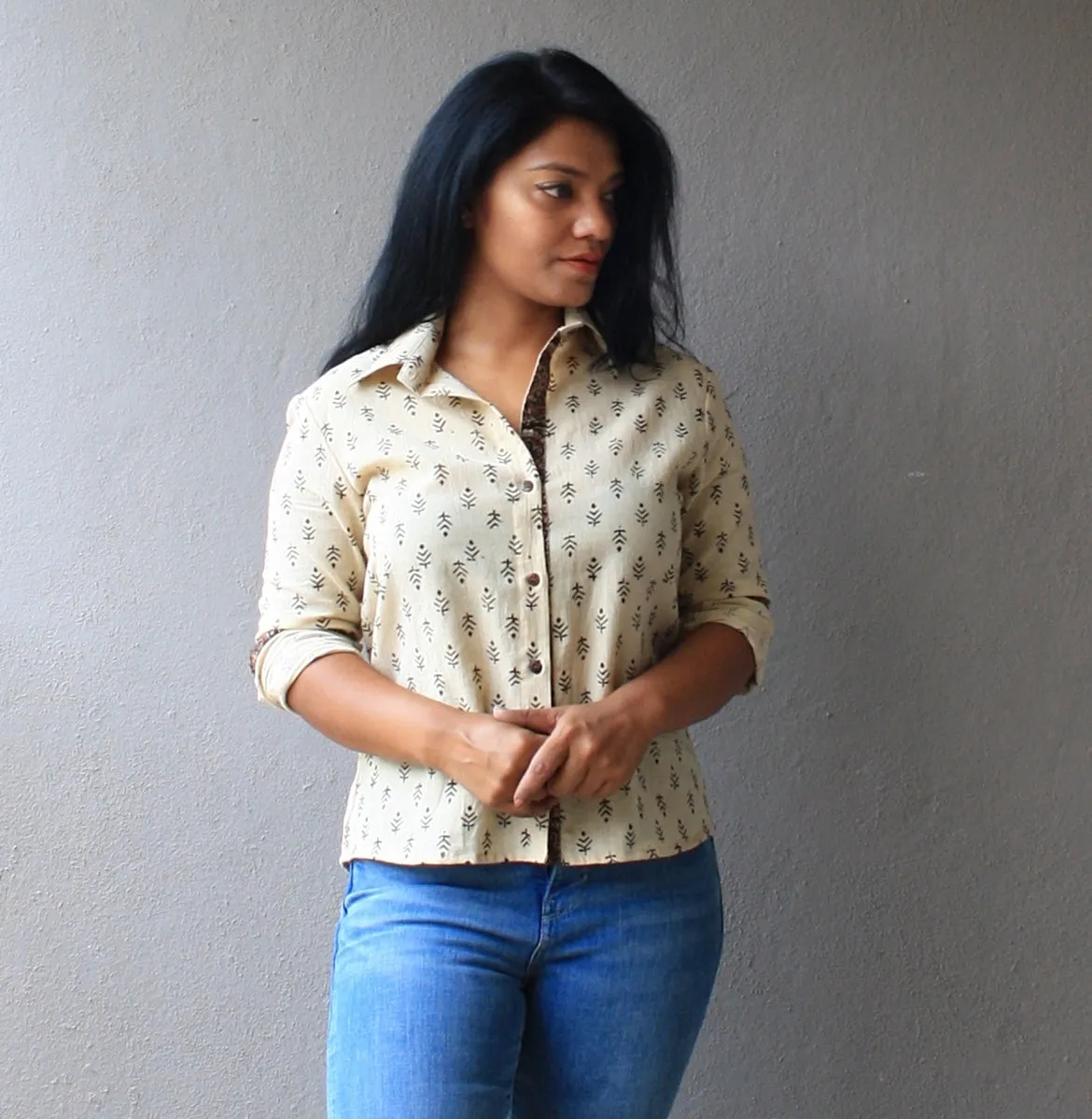Off White Handloom Cotton Shirt