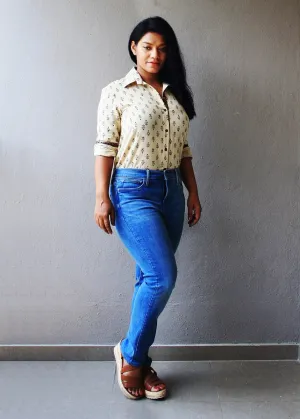 Off White Handloom Cotton Shirt