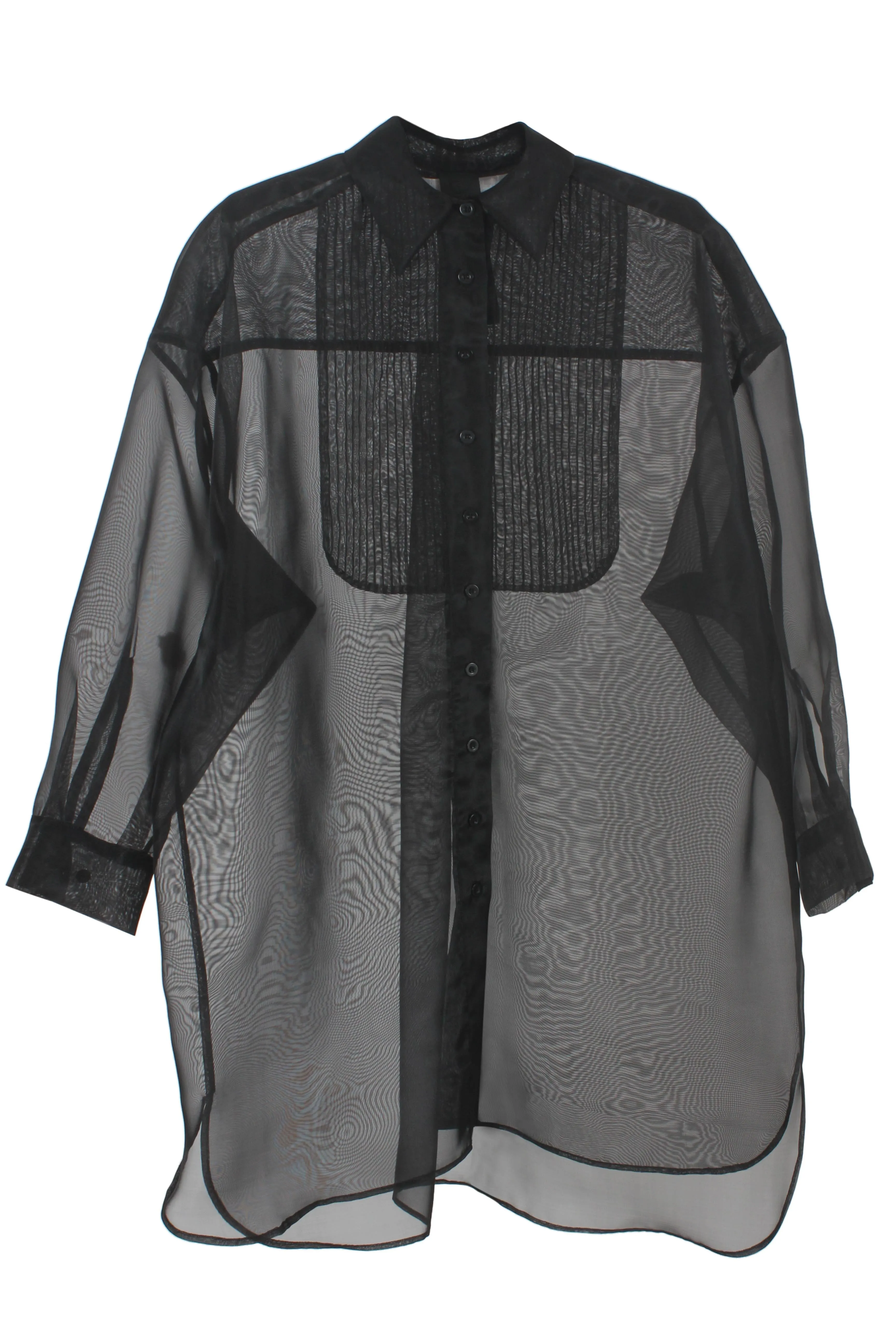 Oversized Organza Tuxedo Shirt